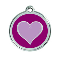 ID Tag for Dogs in Purple Retro Heart in 3 sizes