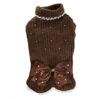 Puppy Angel Big Ribbon Knit Sweater in Brown 33 % OFF
