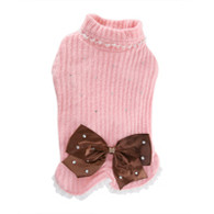 Puppy Angel Big Ribbon Knit Sweater in Pink 33 % OFF
