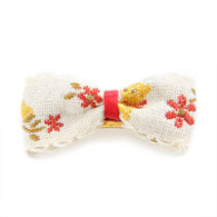 Puppy Angel Tapestry Flowers Hair Pin in Red