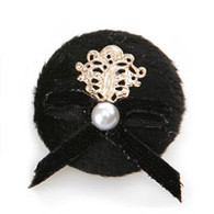 Puppy Angel Pearl Ribbon Hair Pin for Dogs in Black