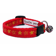 Designer Cat Collar in Red and Green Stars