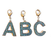 Block Letter Crystal D Ring Charms in Blue
