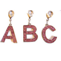 Block Letter Crystal D Ring Charms in Pink