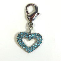 Hollow Heart Collar Charm in Blue