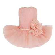 Puppy Angel Peach Flower Dress in Pink