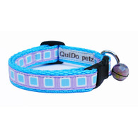 Designer Cat Collar in Purple Blue Squares