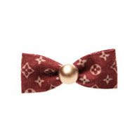 Puppy Angel Monogram Golden Pearl Hairpin in Red