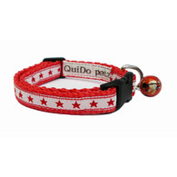 Designer Cat Collar in White with Red Stars