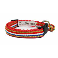 Designer Cat Collar in Gold Red White and Blue Stripes