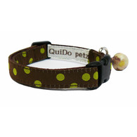 Designer Cat Collar in Brown with Green Spots