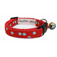 Designer Cat Collar in Red with Blue Dots