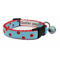 Designer Cat Collar in Blue with Red Dots