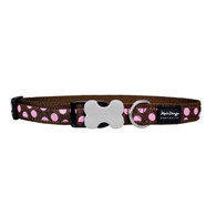 Red Dingo Nylon Collar in Pink Spots on Brown