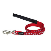 Red Dingo Nylon Lead in White Spots on Red