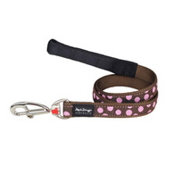 Red Dingo Nylon Lead in Pink Spots on Brown