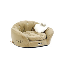 Pretty Pet Velvet Round Couch Bed in Beige