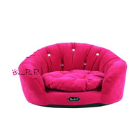 Pretty Pet Velvet Round Couch Bed in Hot Pink