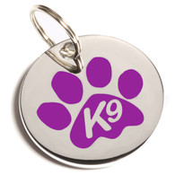 K9 ID Tags in Purple Paw