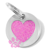 K9 ID Tags in Small Dog/Puppy Pink Glitter Heart