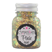 LuckyStar Pixie Paint by Amerikan Body Art is a warm blend of fiery iridescence and golden stars.