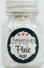"True Colors" Pixie Paint is a blend of different sizes of holographic white glitters.  It looks like a rainbow of colors, depending on how the light hits it.  