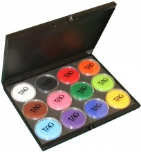 Palette comes with 12 Regular colours- White, Black, Pink, Red, Light Green, Mid Green, Yellow, Orange, Brown, Purple, Light Blue, Royal Blue  or you can choose your own 12 regular colours! Please add a note to your order if you wish to choose your own colours.