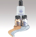 click here to add a descriptionMixing Liquid by Mehron 133ml. Shown here with Gold and Silver Metallic Powders.