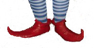 Rubber Elf Shoes in green or red are light weight and washable.