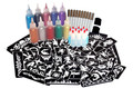 This kit includes everything you need to get started!

850 Stencils (10 of each design on Poster)

Full Size Stencil Poster (46cm x 138cm)

10 x 15ml Glitters in easy to use Puffer Bottles

10 x 60ml Glitter refills

10 x 8ml Prosade Cosmetic Glue in Applicator vial

2 x Sweeper Brushes

Easy to follow instruction sheet
 Great value!