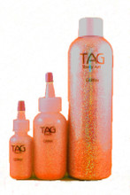 Opaque Tangerine Glitter, Fine 0.2mm Hexagonal cut polyester cosmetic grade.  Available in easy to apply 15ml Puffer Bottles, 60ml refill bottles or bulk value 250ml bottle.