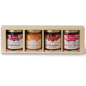 Linn’s Fruit Preserves Pine Gift Box – 4-Jar Wood Box