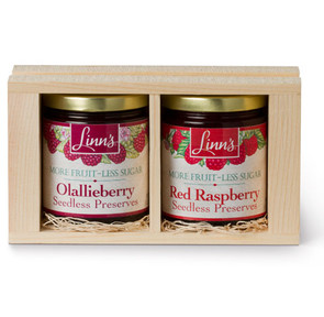 Linn’s Fruit Preserves Gift Box – 2-Jar Seedless Wood Box