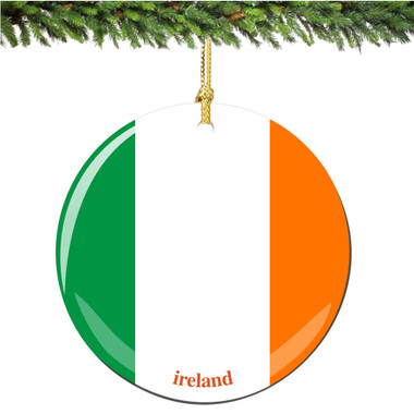 Irish Flag Porcelain Christmas Ornament Irish Flag Porcelain Christmas Ornament