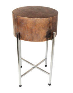 STELLA Round Wood Block Accent Table
