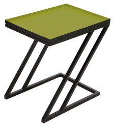 MOSS tray side table in enameled green