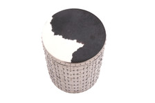 COWGIRL Round Silver Accent Table with Cowhide Top
