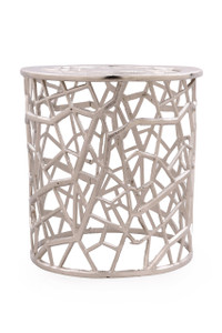 JEWEL Round Metal Silver Accent Table