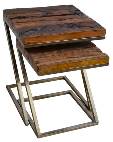 ALTA Reclaimed Wood Square Nesting Tables with Silvered Bases