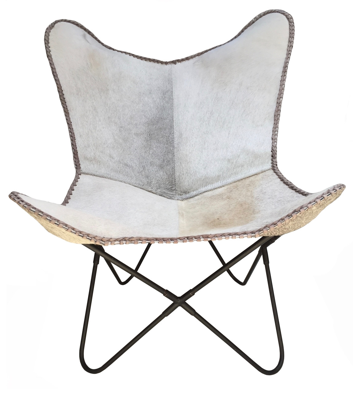 Butterfly Chair Lady In Grey Cowhide