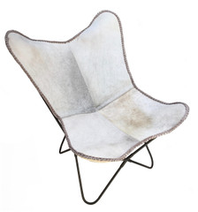 LADY Butterfly chair in grey cow hide