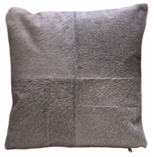 Square Grey cow hide pillow ESEL. Double sided.