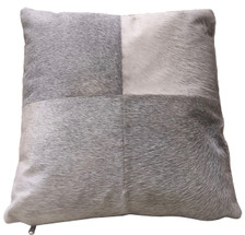 Square Grey cow hide pillow ESEL. Double sided.
