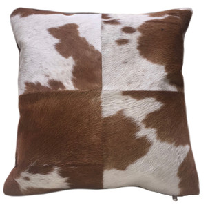 HEIFER double sided square brown & white cow hide pillow