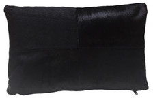 Bader rectangular black cowhide pillow, double sided leather