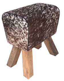 Cow Hide Stool BRAVO in Brown & White Cow Hide