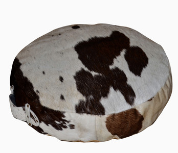 Round Floor Cowhide Cushion NERO