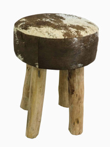 AMA brown & white cowhide stool