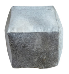 INDIA Pouf in Grey Cowhide
