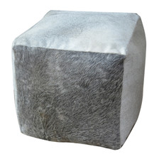 INDIA Pouf in Grey Cowhide